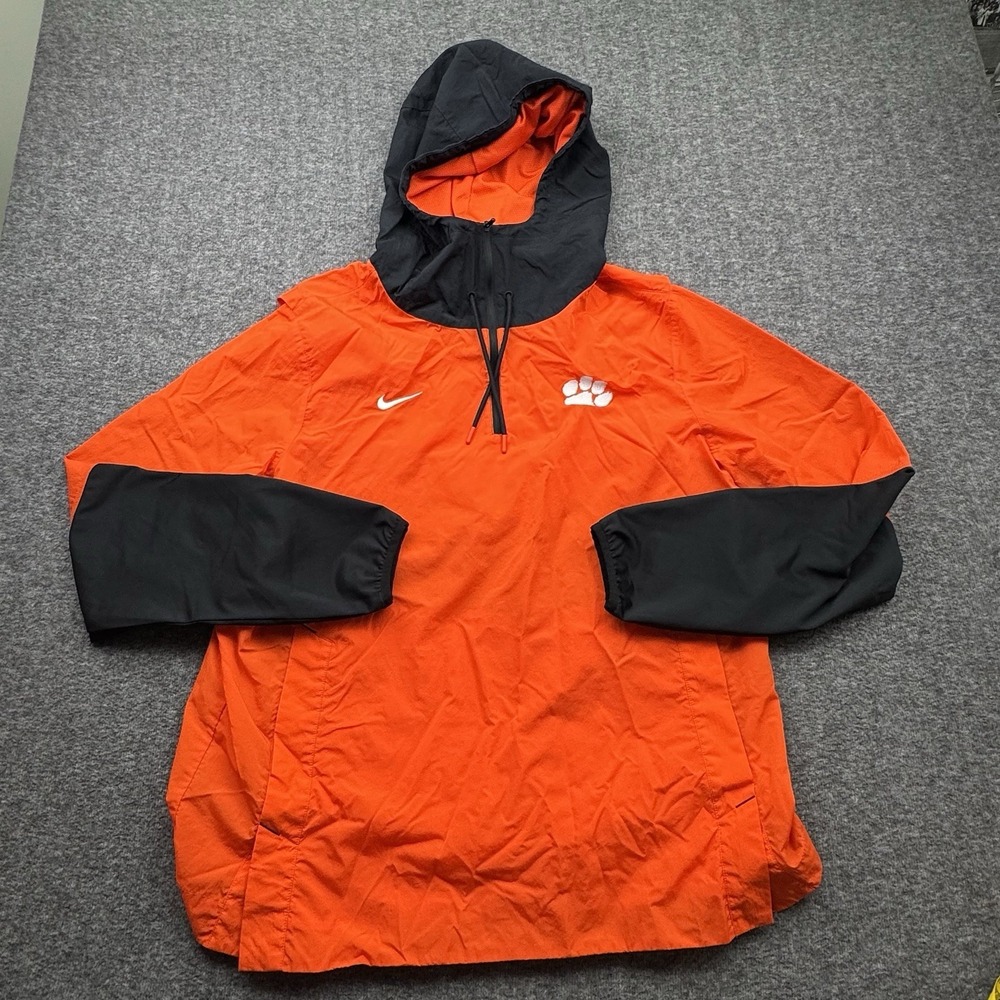 Nike Clemson Tigers 1/4 Zip Lightweight Jacket Mens L Orange Black CW3432 Vented - Picture 3 of 16